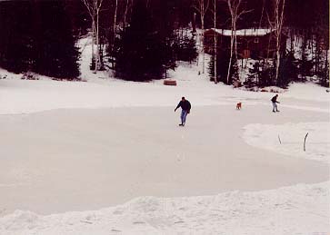 In winter we keep a skating rink cleared on the ice